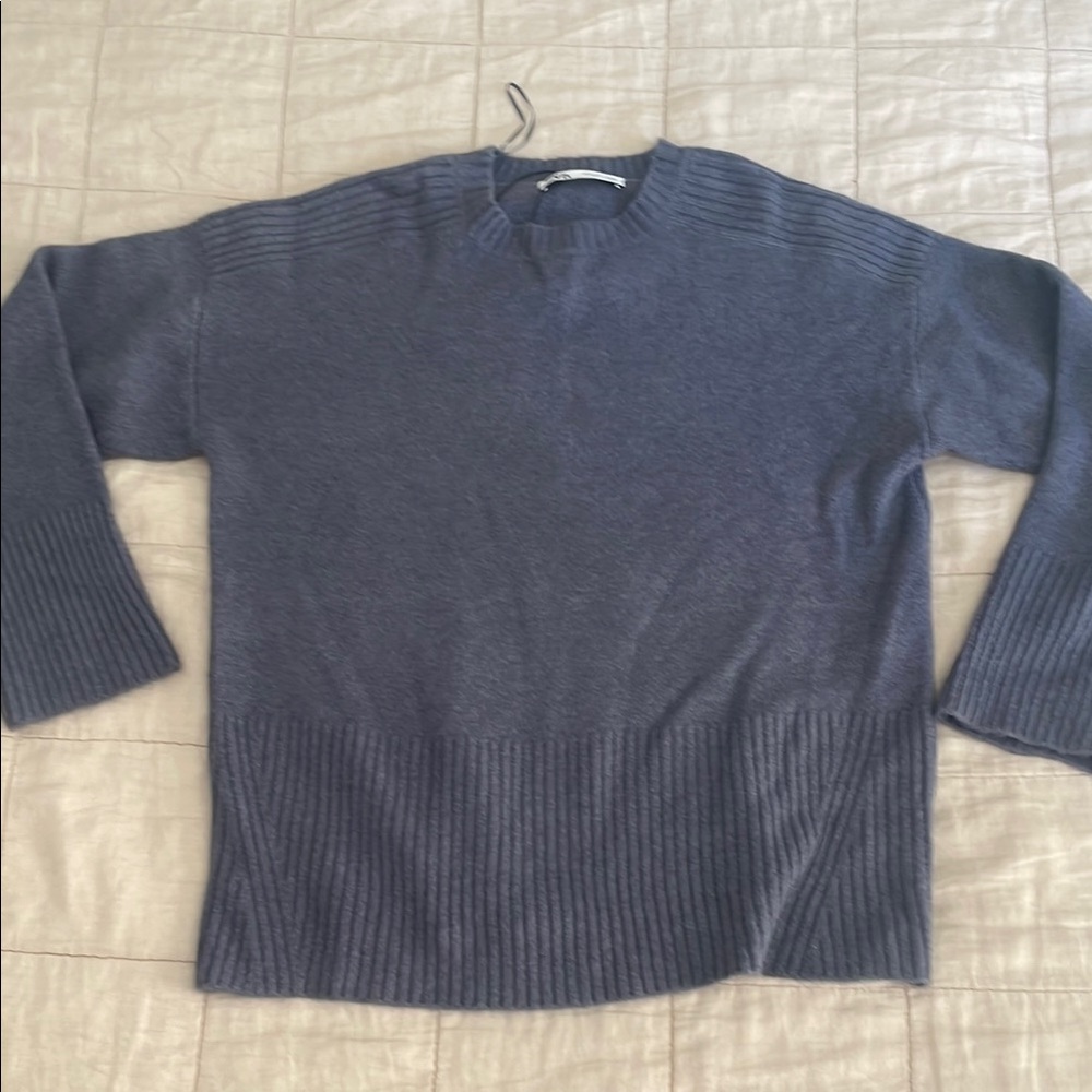 Zara Crewneck Sweater with Ribbed Knit